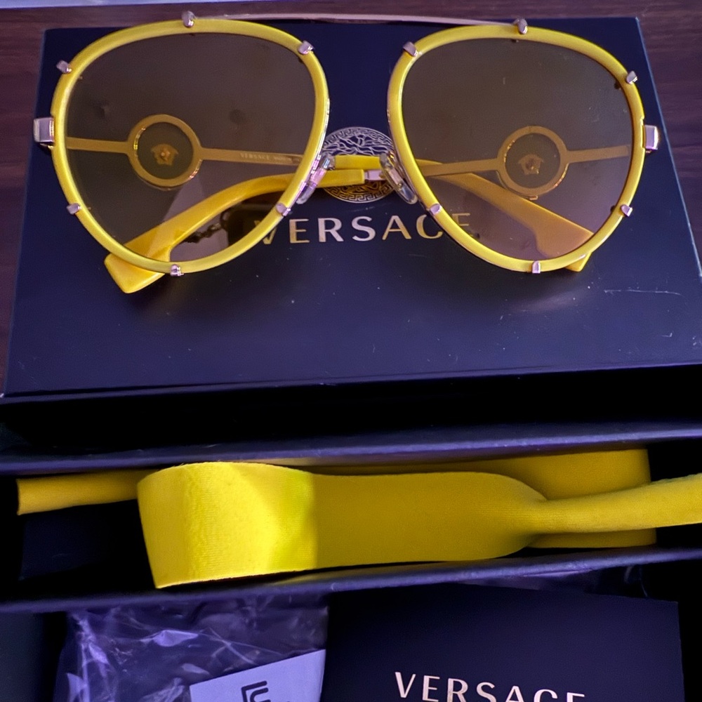 Versace VE2232 aviator Gold and Yellow Sunglasses